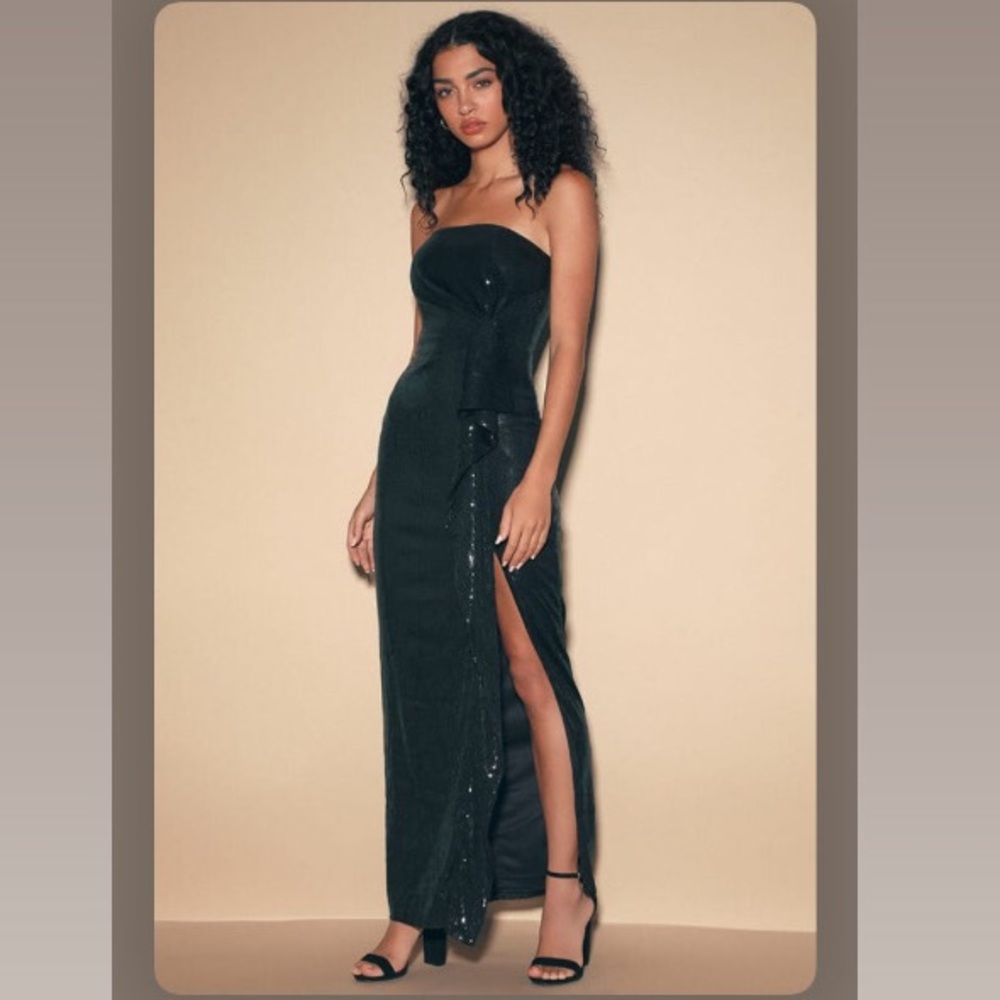 COPY - Lulu’s Glam City Black Sequin Strapless Maxi Dress